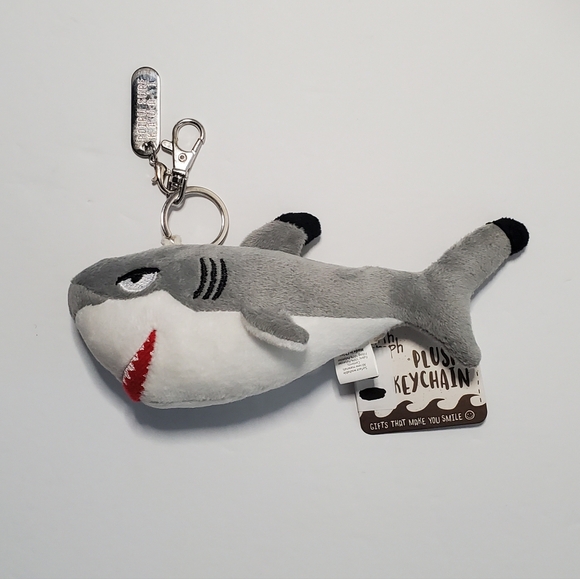 Earth Nymph Shark Plush Keychain Grey & White NWT Rare Gift Purse Hawaii Ocean - Picture 1 of 12
